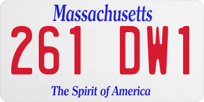 MA license plate 261DW1