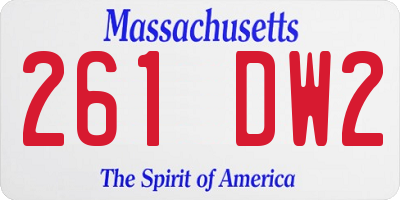 MA license plate 261DW2