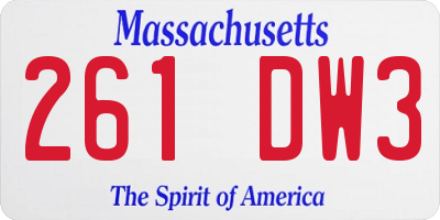 MA license plate 261DW3