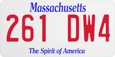 MA license plate 261DW4
