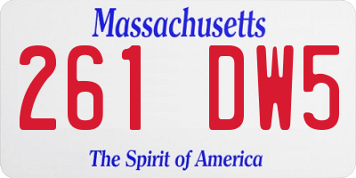 MA license plate 261DW5