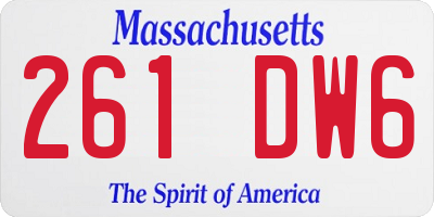 MA license plate 261DW6