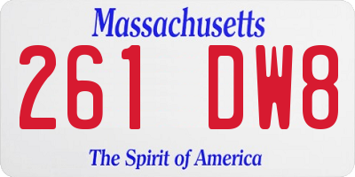 MA license plate 261DW8