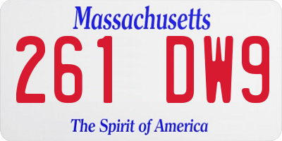 MA license plate 261DW9