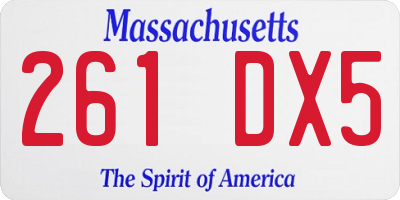 MA license plate 261DX5