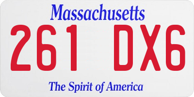 MA license plate 261DX6