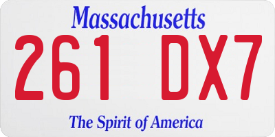 MA license plate 261DX7