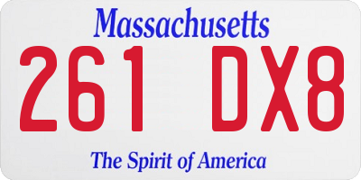 MA license plate 261DX8