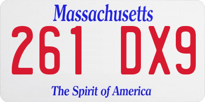 MA license plate 261DX9