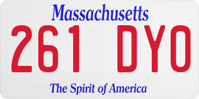 MA license plate 261DY0