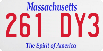 MA license plate 261DY3