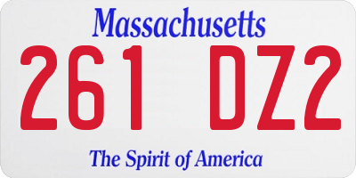 MA license plate 261DZ2