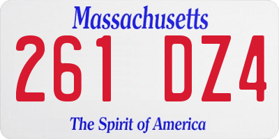 MA license plate 261DZ4