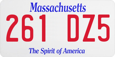 MA license plate 261DZ5