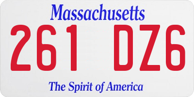 MA license plate 261DZ6