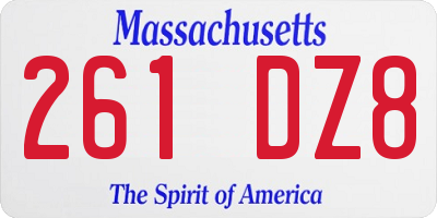 MA license plate 261DZ8
