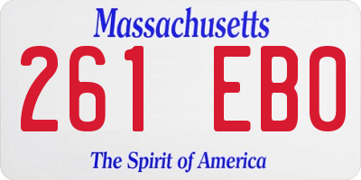 MA license plate 261EB0