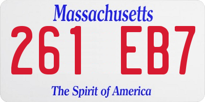 MA license plate 261EB7