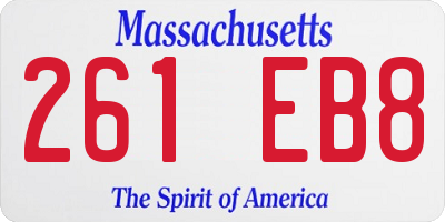 MA license plate 261EB8
