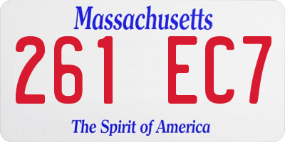 MA license plate 261EC7