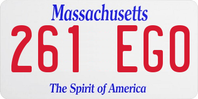 MA license plate 261EG0