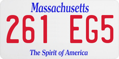MA license plate 261EG5