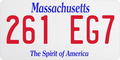 MA license plate 261EG7