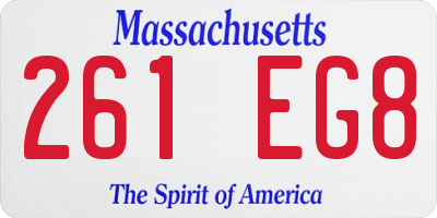 MA license plate 261EG8