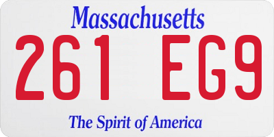 MA license plate 261EG9