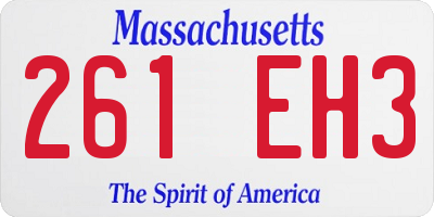 MA license plate 261EH3