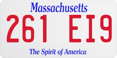 MA license plate 261EI9