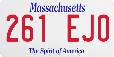 MA license plate 261EJ0