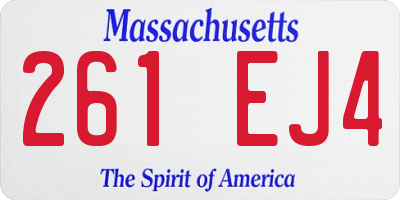 MA license plate 261EJ4