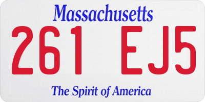 MA license plate 261EJ5