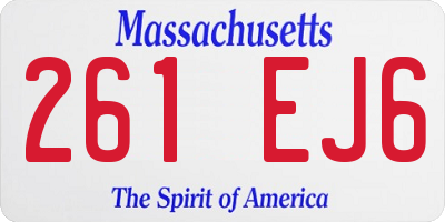 MA license plate 261EJ6