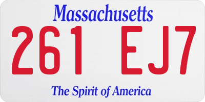 MA license plate 261EJ7