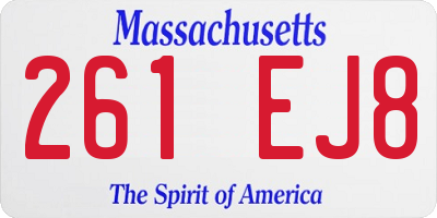 MA license plate 261EJ8
