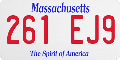 MA license plate 261EJ9