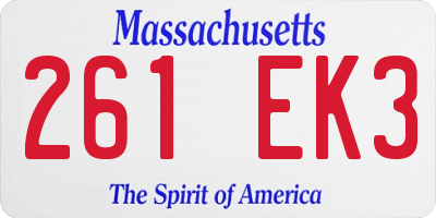 MA license plate 261EK3
