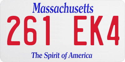 MA license plate 261EK4