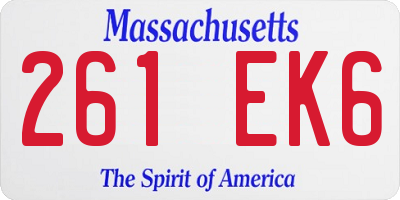 MA license plate 261EK6