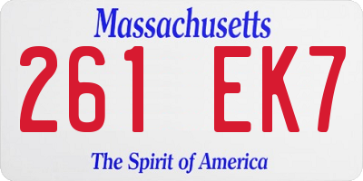 MA license plate 261EK7