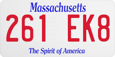 MA license plate 261EK8