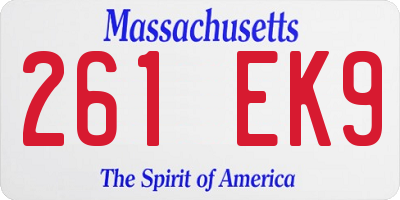 MA license plate 261EK9