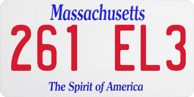 MA license plate 261EL3