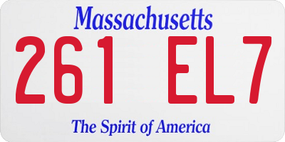 MA license plate 261EL7