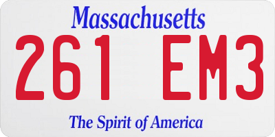 MA license plate 261EM3