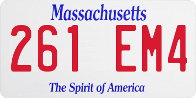 MA license plate 261EM4