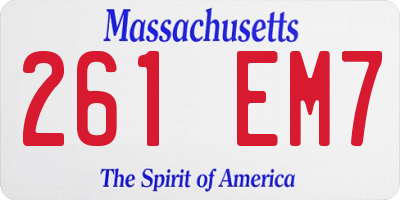 MA license plate 261EM7
