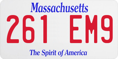 MA license plate 261EM9